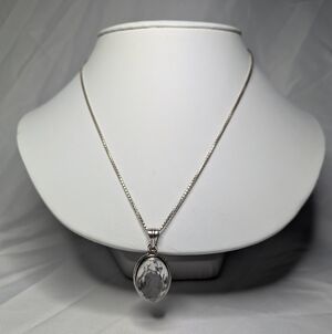 Heavy Sterling Silver Chain With Clear Quartz Crystal